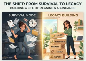 Illustration showing shift from survival mode to wealth builder mindset